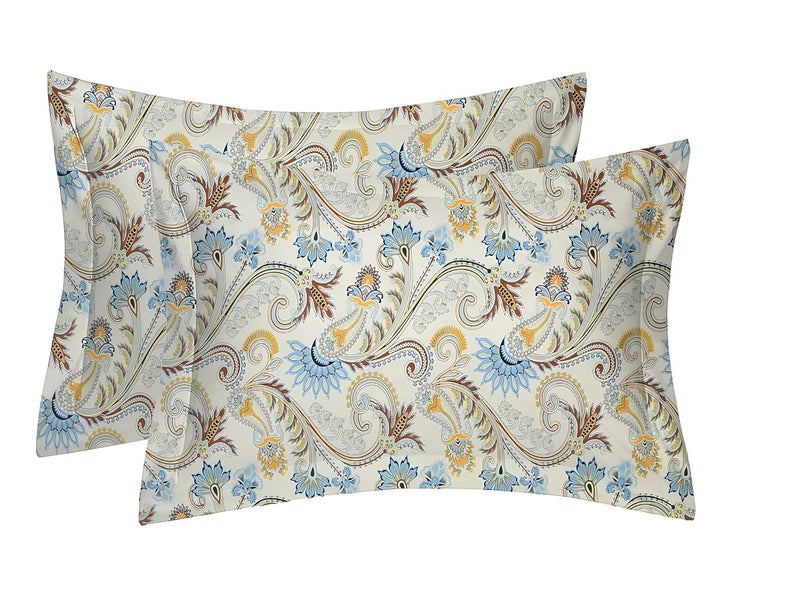 STARNSTYLE Premium 160 TC Egyptian Cotton Blend Floral Printed Double Bedsheet Set with 2 Pillow Covers - 228 x 228 cm Cream Peacock - Image 4